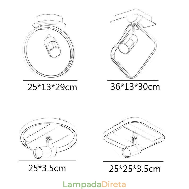 Luminária de teto acrílica minimalista para decoração, holofote