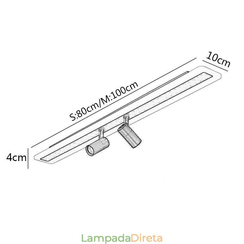 Luminária de teto acrílica de montagem embutida linear Spotlight
