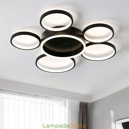 Luminária de teto moderna embutida em acrílico com 6 anéis Luminária de teto moderna embutida em acrílico com 6 anéis