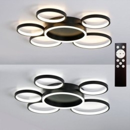 Luminária de teto moderna embutida em acrílico com 6 anéis