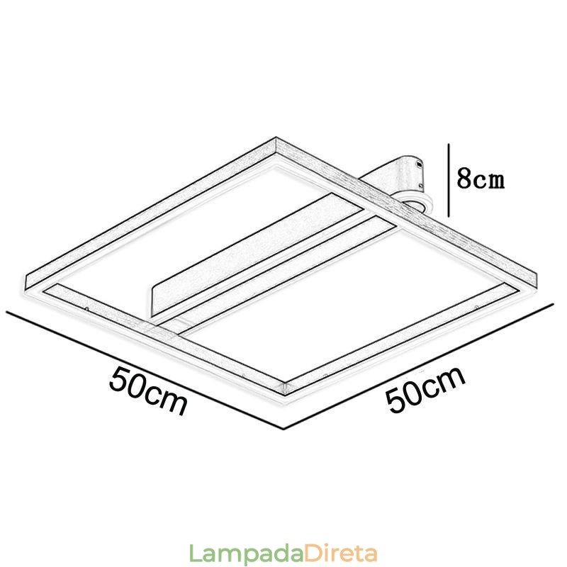 Luminária de teto quadrada acrílica embutida