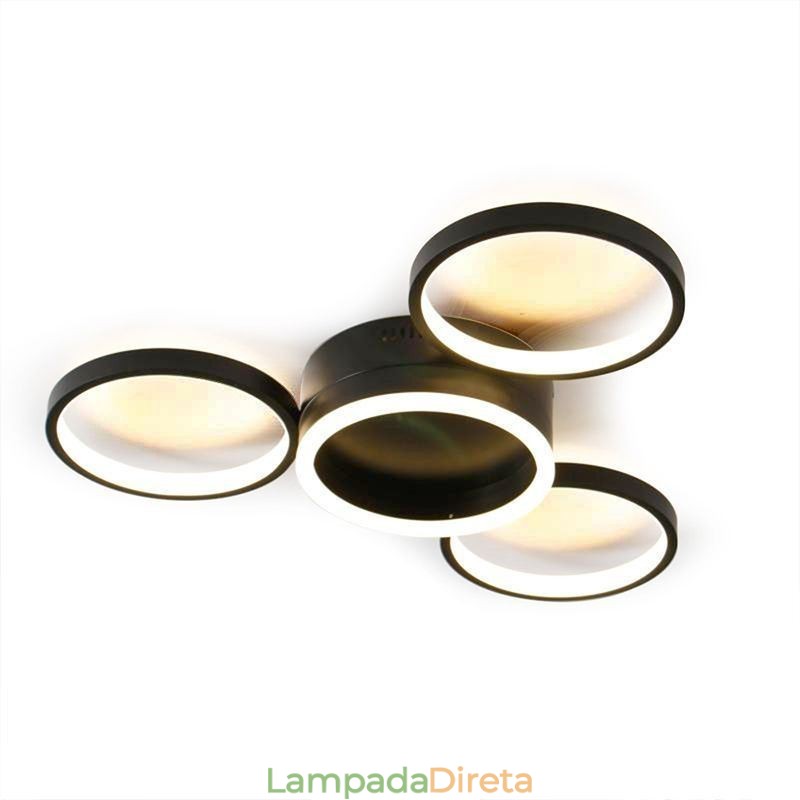 Luminária de teto embutida de 4 anéis