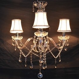 Lustre moderno esplêndido de 3 luzes com braço de cristal