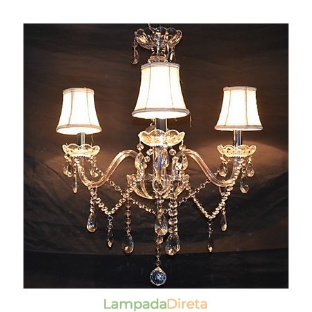 Lustre moderno esplêndido de 3 luzes com braço de cristal Lustre moderno esplêndido de 3 luzes com braço de cristal
