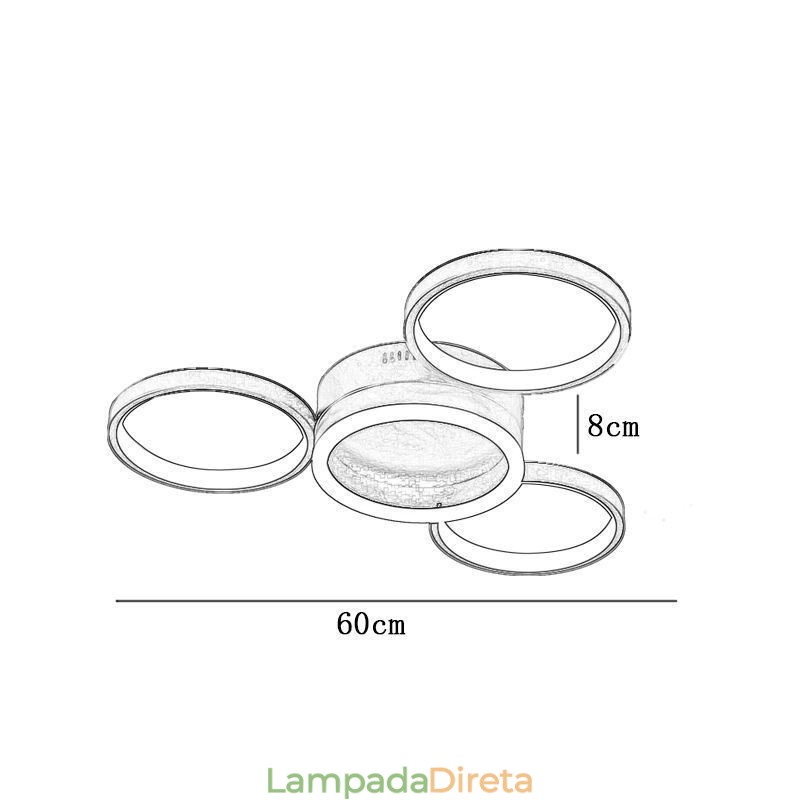 Luminária de teto embutida de 4 anéis