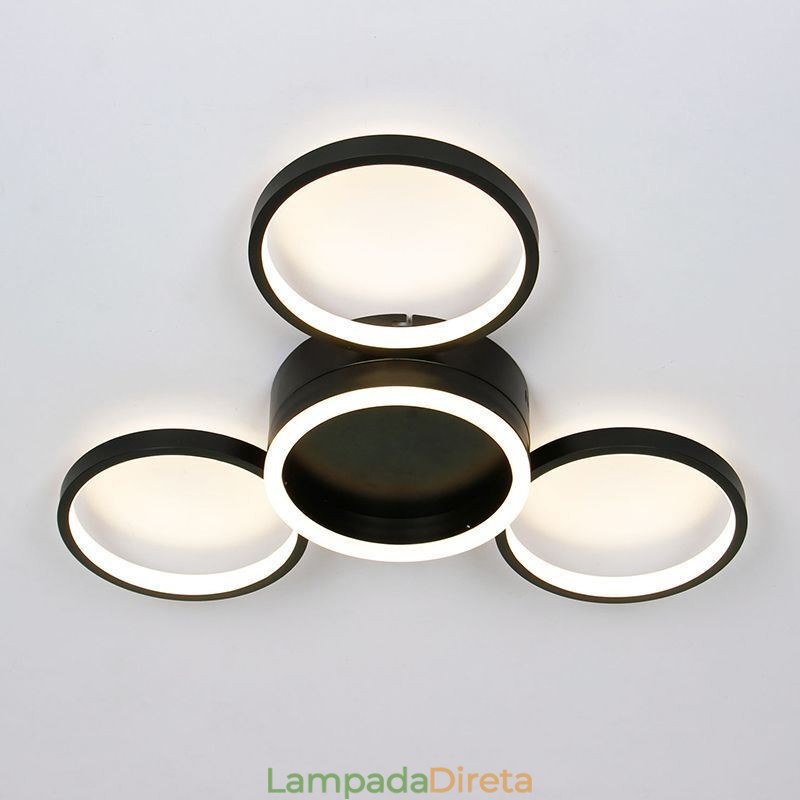 Luminária de teto embutida de 4 anéis
