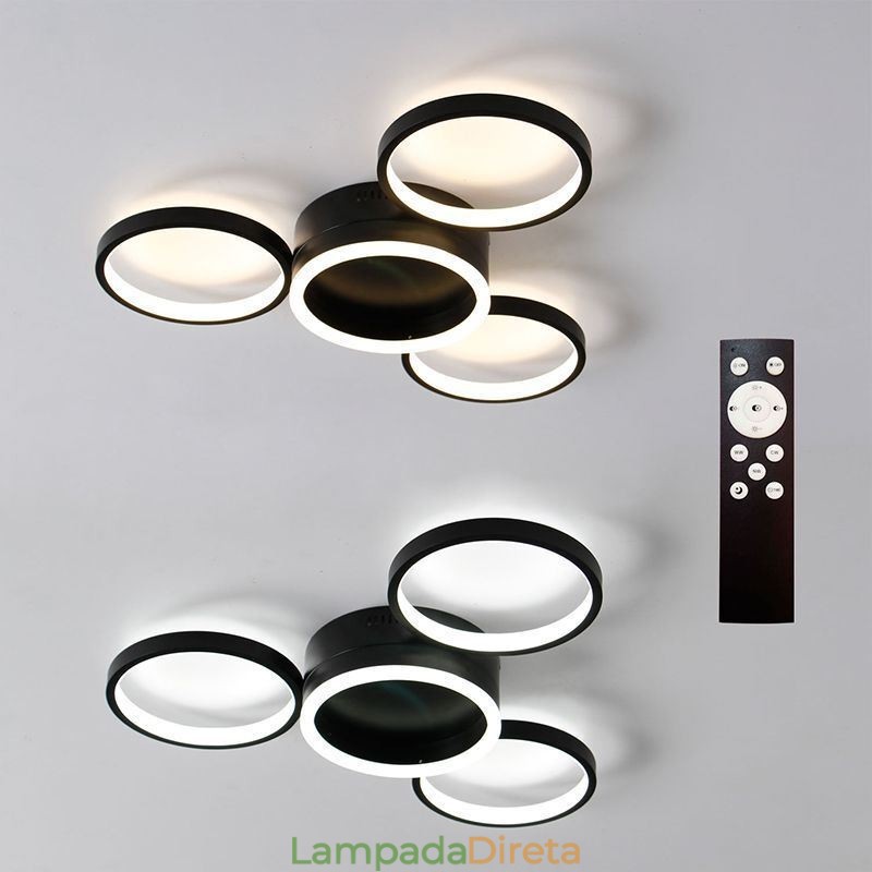 Luminária de teto embutida de 4 anéis