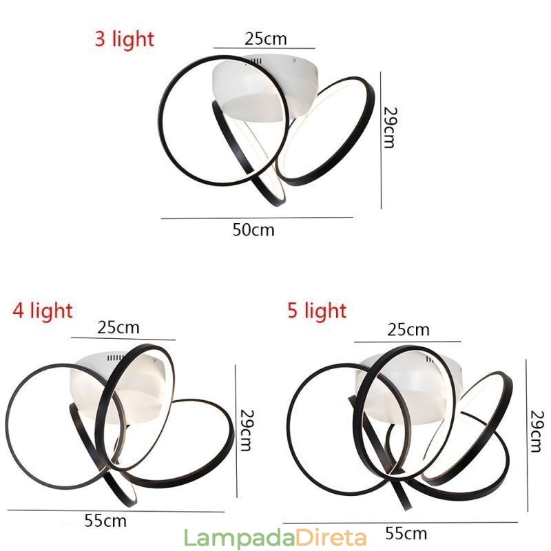 Luminária de teto embutida em anel de halo acrílico