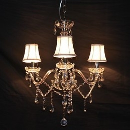 Lustre moderno esplêndido de 3 luzes com braço de cristal