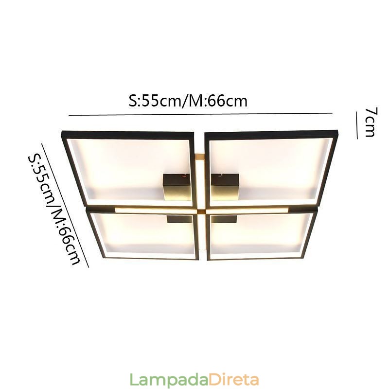 Luminária de teto quadrada embutida, luz decorativa acrílica