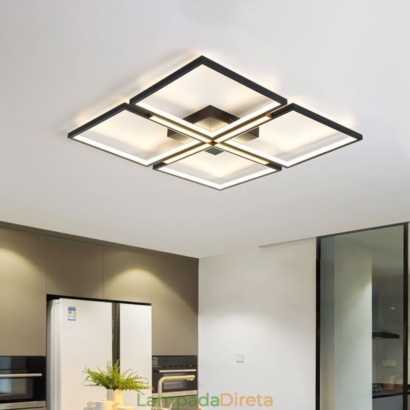 Luminária de teto quadrada embutida, luz decorativa acrílica