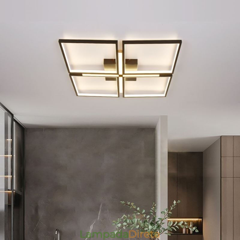 Luminária de teto quadrada embutida, luz decorativa acrílica