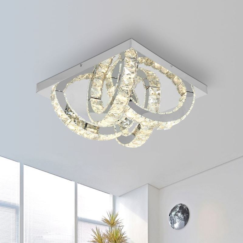Luminária de teto de cristal semi-anel embutida