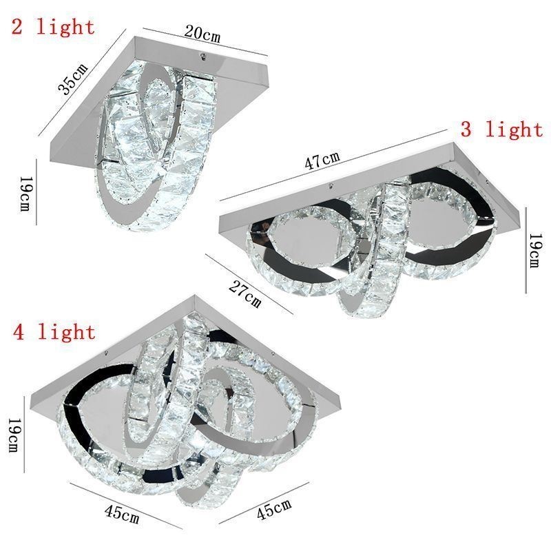 Luminária de teto de cristal semi-anel embutida