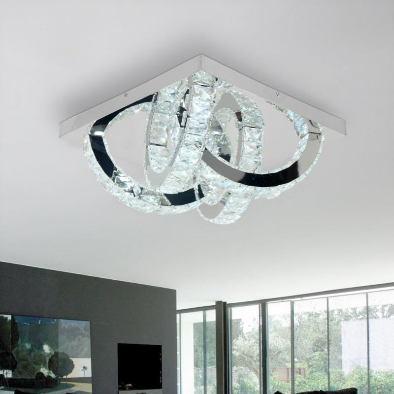 Luminária de teto de cristal semi-anel embutida