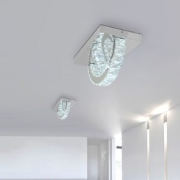 Luminária de teto de cristal semi-anel embutida