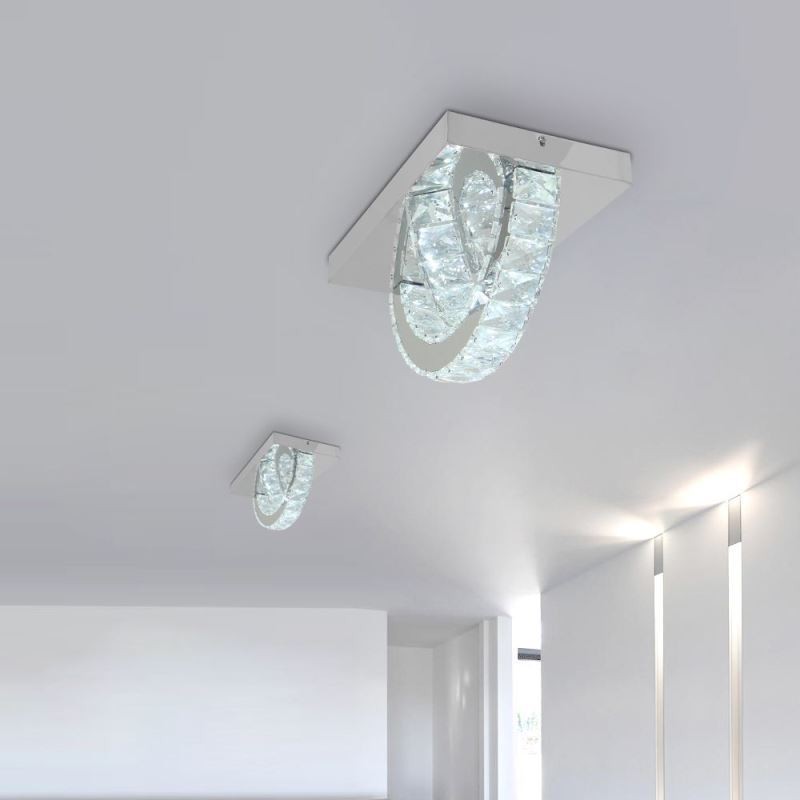 Luminária de teto de cristal semi-anel embutida