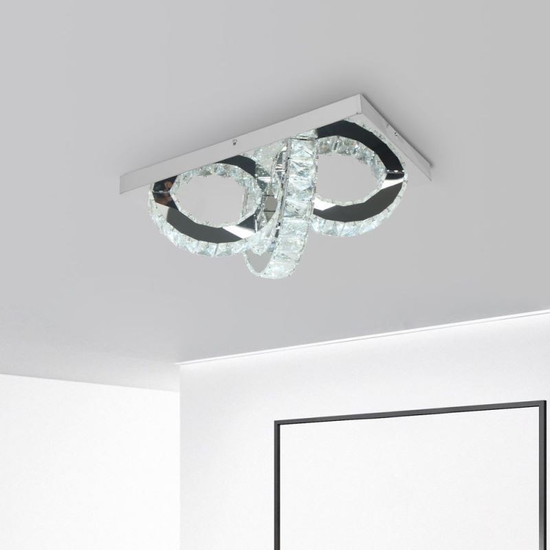 Luminária de teto de cristal semi-anel embutida