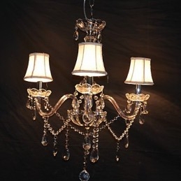 Lustre moderno esplêndido de 3 luzes com braço de cristal