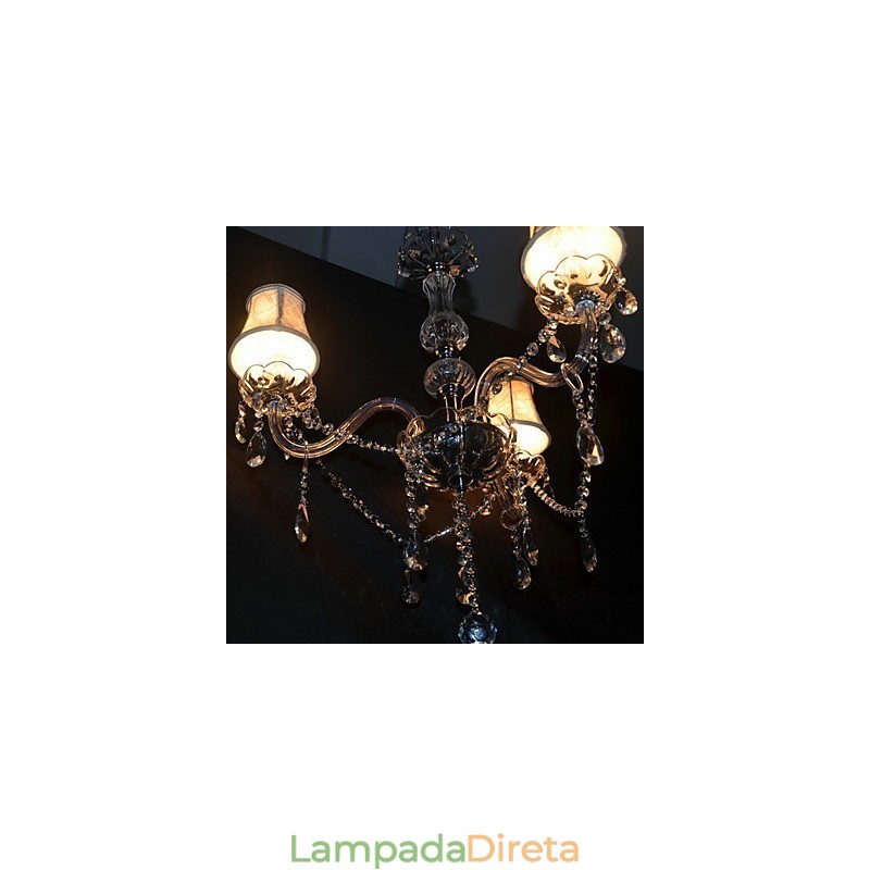 Lustre moderno esplêndido de 3 luzes com braço de cristal