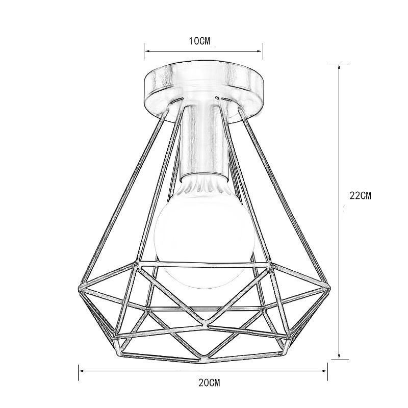 Luminária de teto embutida em formato de diamante