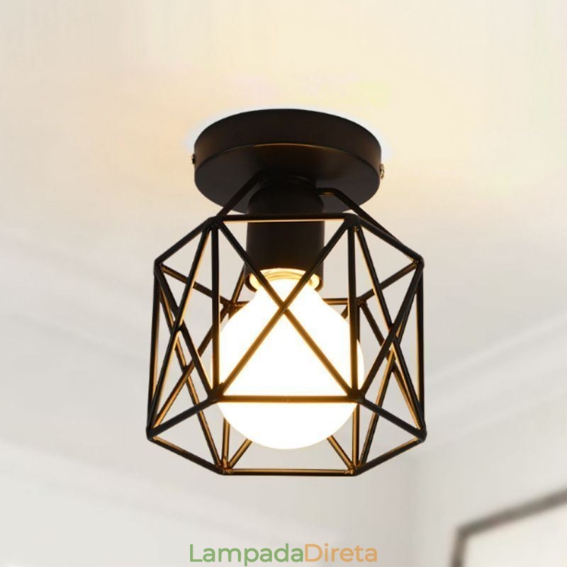 Luminária de teto embutida em gaiola de metal