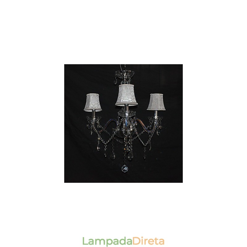 Lustre moderno esplêndido de 3 luzes com braço de cristal