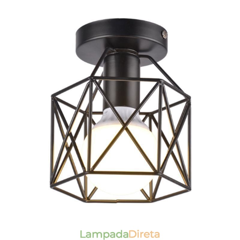 Luminária de teto embutida em gaiola de metal