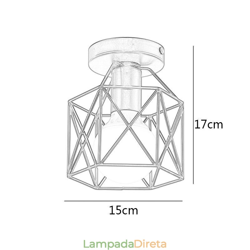 Luminária de teto embutida em gaiola de metal