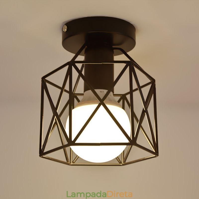 Luminária de teto embutida em gaiola de metal
