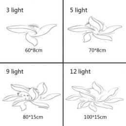 Luminária de teto embutida em formato de pétala acrílica