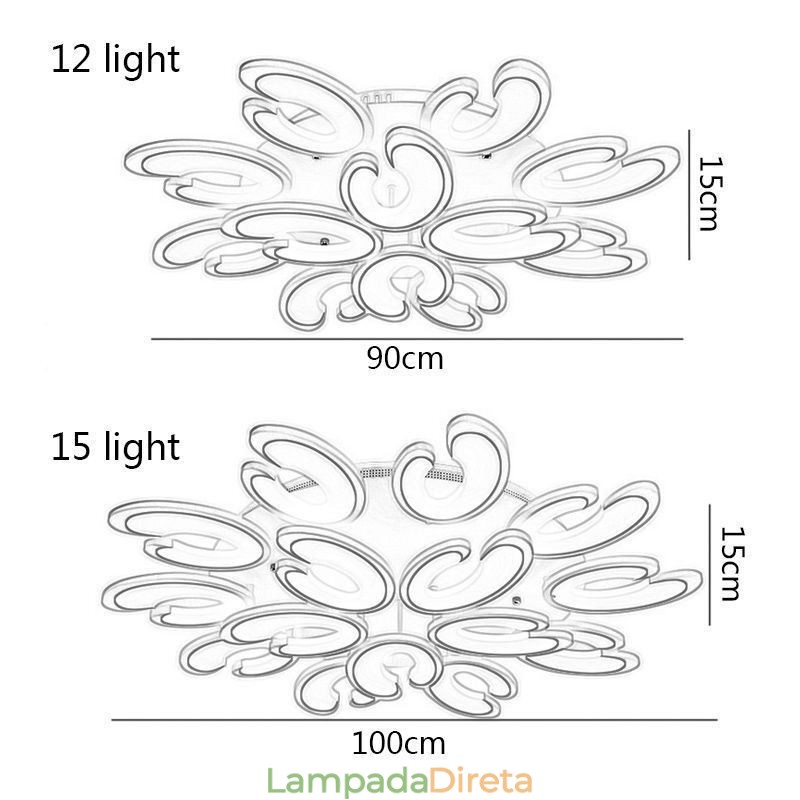 Luminária de teto embutida em formato de pétala