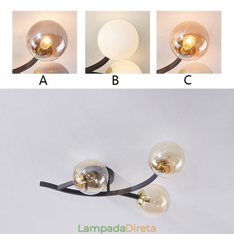 Luminária de teto de globo de vidro embutida moderna e minimalista
