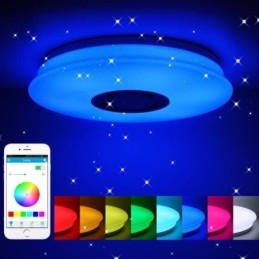 Luminária de teto colorida embutida com função de temporização de alto-falante musical Bluetooth