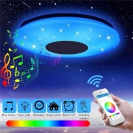 Luminária de teto colorida embutida com função de temporização de alto-falante musical Bluetooth