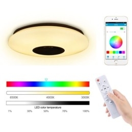 Luminária de teto colorida embutida com função de temporização de alto-falante musical Bluetooth