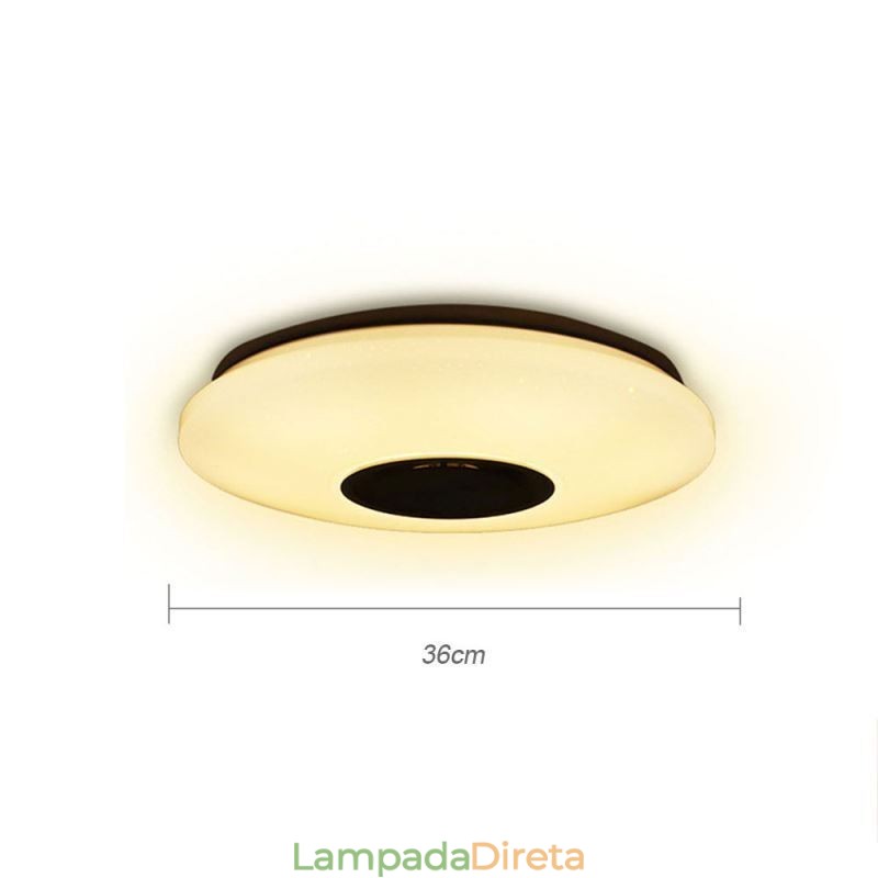 Luminária de teto colorida embutida com função de temporização de alto-falante musical Bluetooth