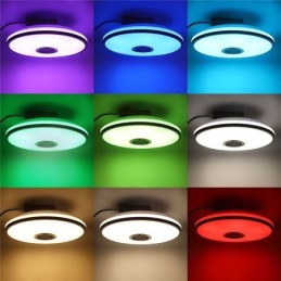Luminária de teto colorida embutida com função de temporização de alto-falante musical Bluetooth