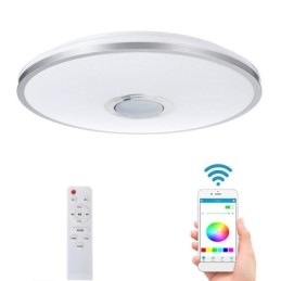 Luminária de teto colorida embutida com função de temporização de alto-falante musical Bluetooth