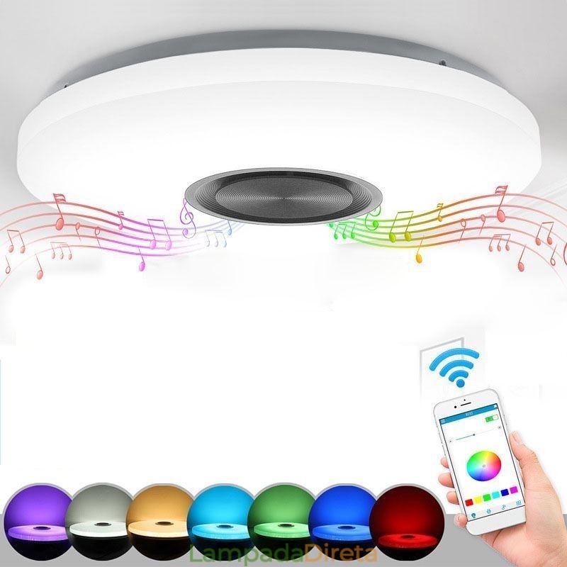 Luminária decorativa embutida com controle remoto por aplicativo, lâmpada com alto-falante musical Bluetooth