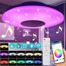 Luminária decorativa embutida com controle remoto por aplicativo, lâmpada com alto-falante musical Bluetooth
