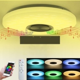 Luminária decorativa embutida com controle remoto por aplicativo, lâmpada com alto-falante musical Bluetooth