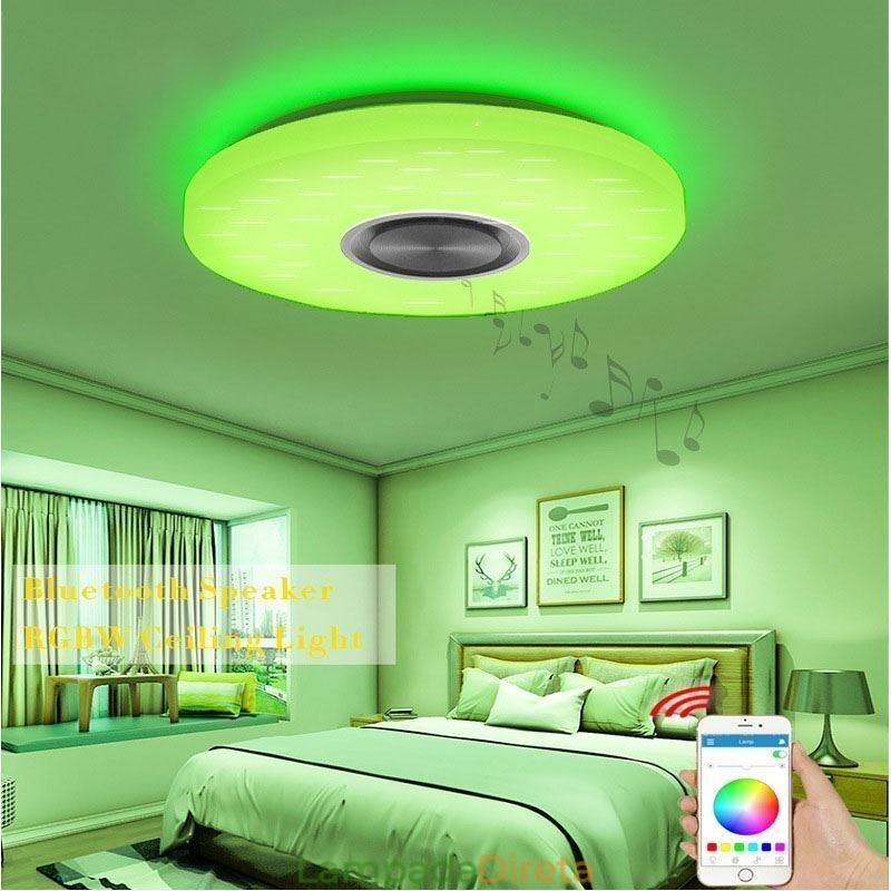 Luminária decorativa embutida com controle remoto por aplicativo, lâmpada com alto-falante musical Bluetooth