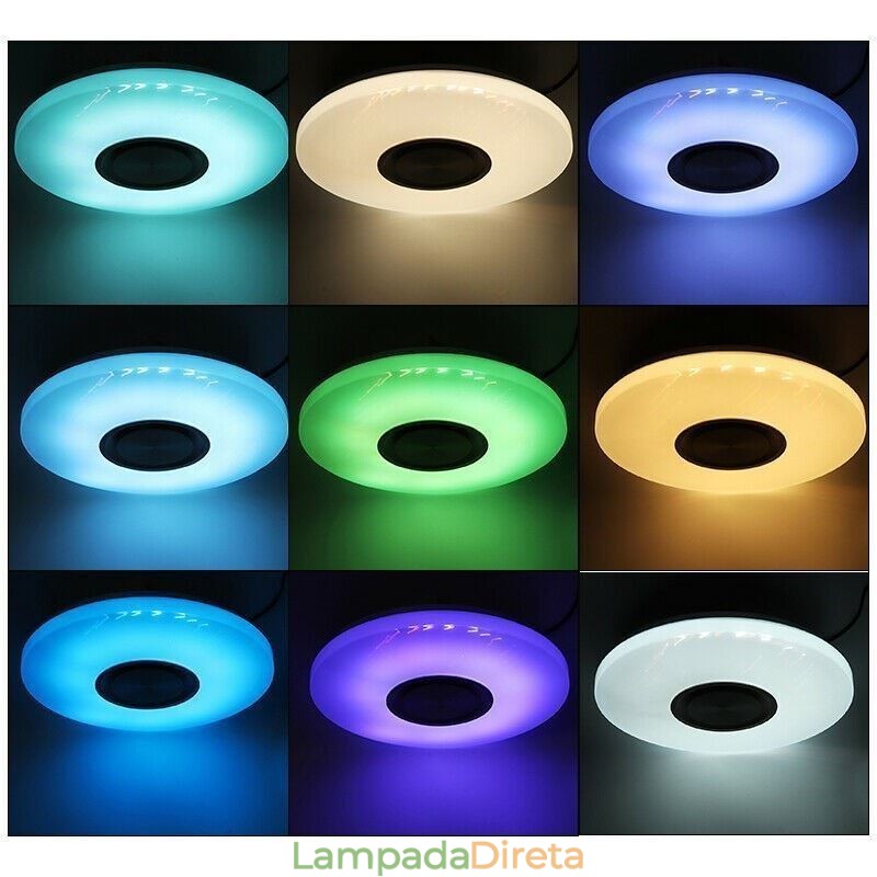 Luminária decorativa embutida com controle remoto por aplicativo, lâmpada com alto-falante musical Bluetooth