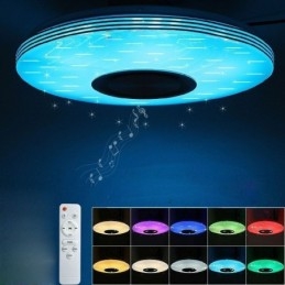 Luminária de teto embutida, lâmpada decorativa, controle remoto por aplicativo, bluetooth, música, alto-falante, lâmpada