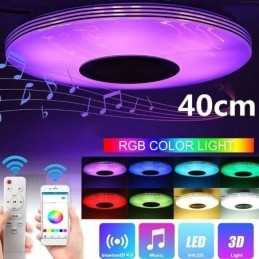 Luminária de teto embutida, lâmpada decorativa, controle remoto por aplicativo, bluetooth, música, alto-falante, lâmpada
