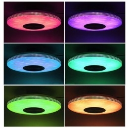 Luminária de teto embutida, lâmpada decorativa, controle remoto por aplicativo, bluetooth, música, alto-falante, lâmpada