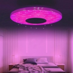 Luminária de teto embutida, lâmpada decorativa, controle remoto por aplicativo, bluetooth, música, alto-falante, lâmpada