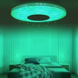 Luminária de teto embutida, lâmpada decorativa, controle remoto por aplicativo, bluetooth, música, alto-falante, lâmpada