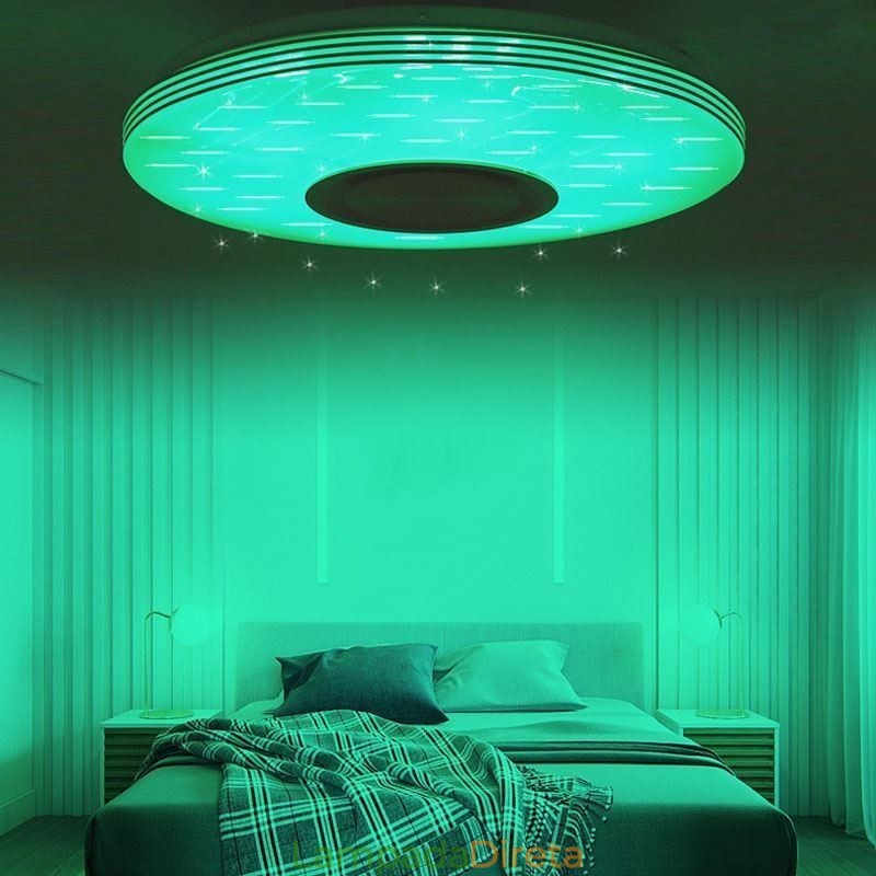Luminária de teto embutida, lâmpada decorativa, controle remoto por aplicativo, bluetooth, música, alto-falante, lâmpada